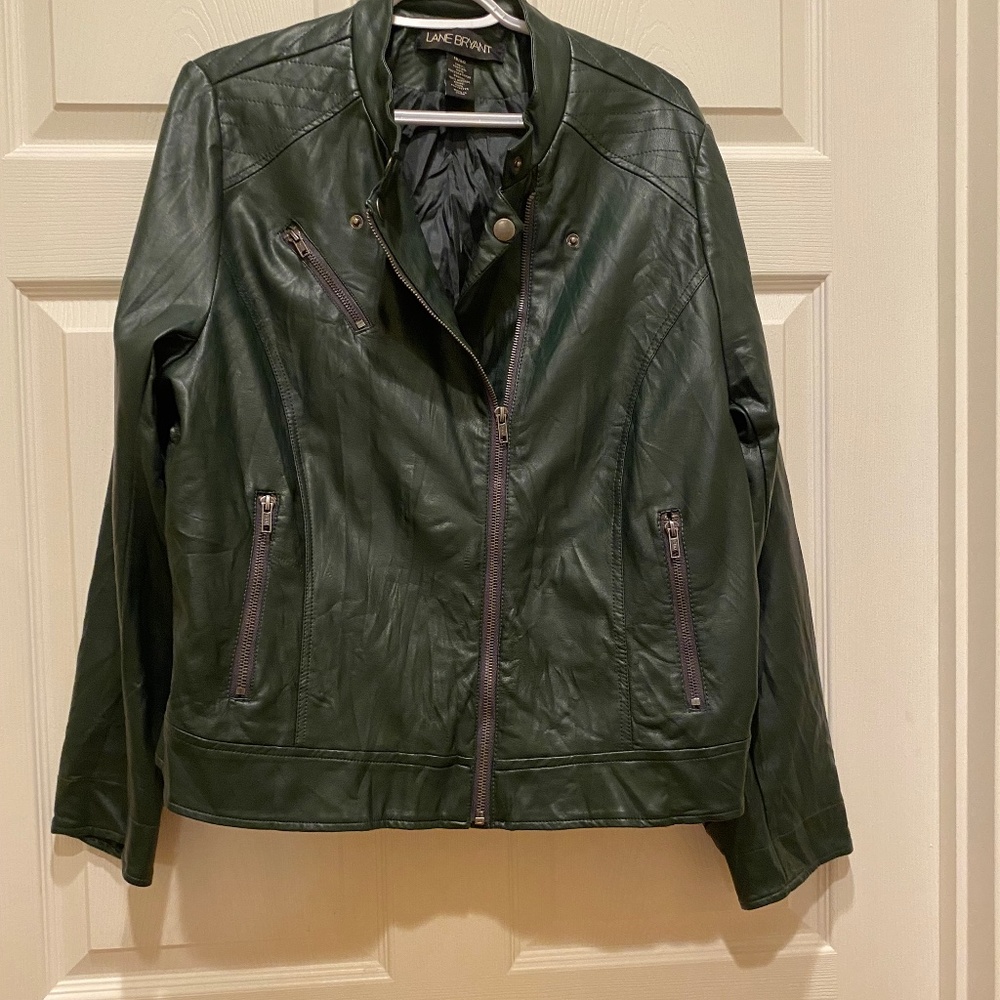Lane Bryant Hunter Green Fax Leather Jacket